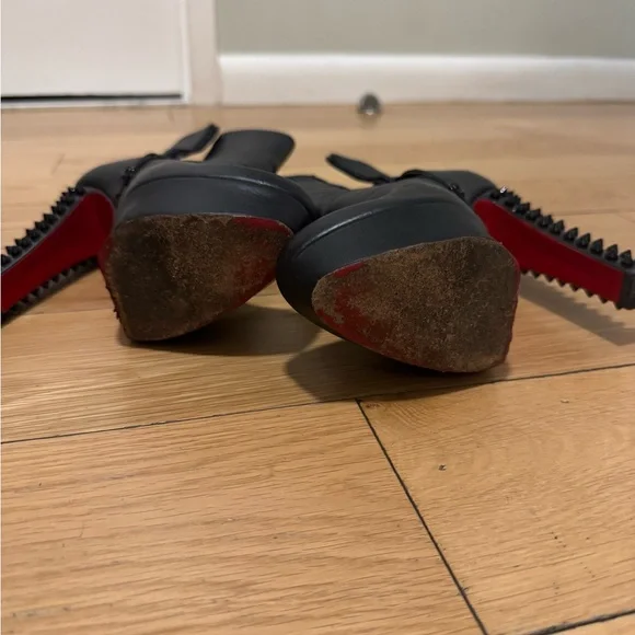 Christian Louboutin Black Spiked Heel Boots - Picture 3 of 5